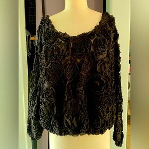 American Apparel black rosette cropped blouse.